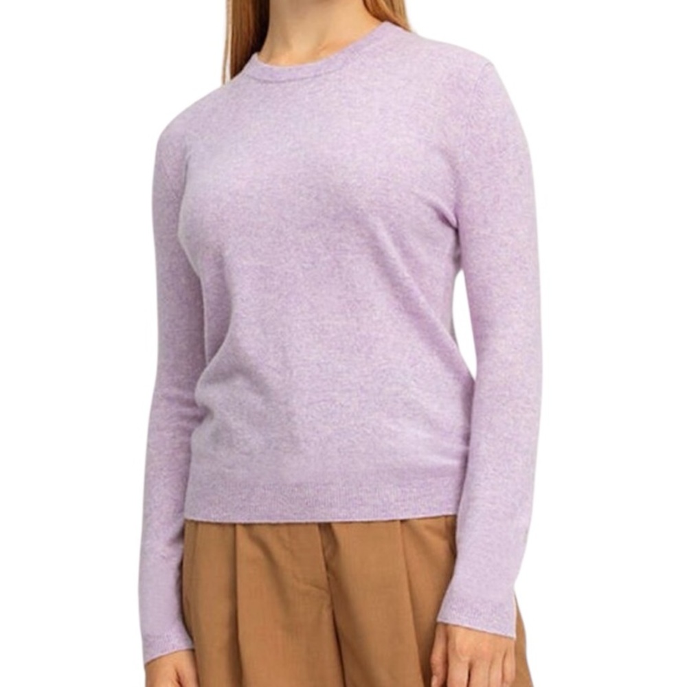 TAHARI Pure Luxe 100% Cashmere Crewneck Sweater Sz Small Lavender Purple